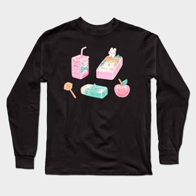 Kawaii Bunny Meal Long Sleeve T-Shirt by Kukoo.Kat